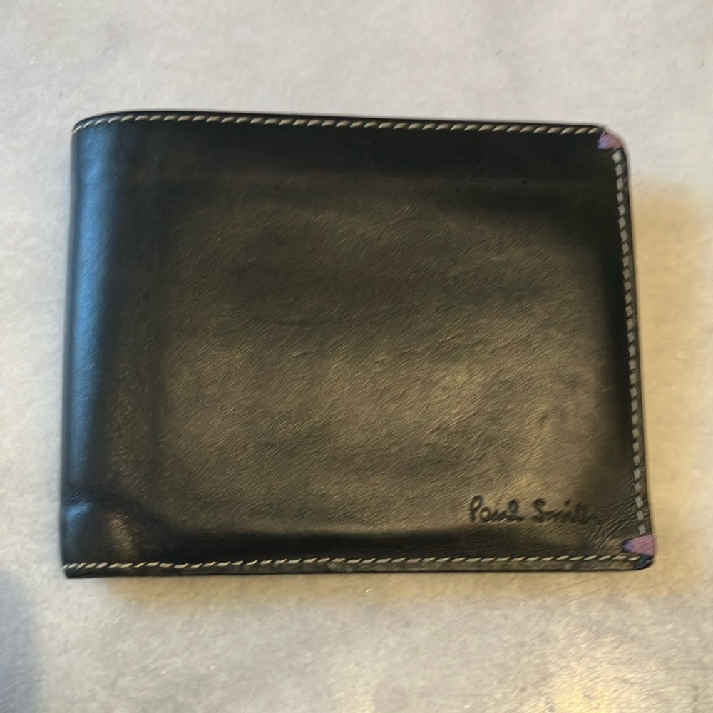 Paul Smith Black Leather Wallet with Coin Holder. Rare pin up girl.